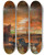 Triptych art skateboard deck of Oswald Achenbach A Scene At Dusk In Venice by Oswald Achenbach (1827-1905)