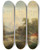 Triptych art skateboard deck of Gustav Barbarini View Of The Breite Riss Puchberg In The Schneeberg Region by Gustav Barbarini (1840-1909)