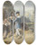 Triptych art skateboard deck of Peter Fendi Fridolin And Two Workmen By The Forge by Peter Fendi (1796-1842)
