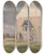 Triptych art skateboard deck of Hans Smidth A Storm Brewing Behind Nrre Vium Church Jutland by Hans Smidth (1839-1917)