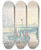 Triptych art skateboard deck of Paul Signac Evening The Jetty At Vlissingen by Paul Signac (1863-1935)