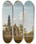 Triptych art skateboard deck of Isaac Ouwater View Of The Westerkerk Seen From Across The Keizersgracht Amsterdam by Isaac Ouwater (1748-1793)