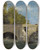 Triptych art skateboard deck of Jeanbaptistecamille Corot Mantes Deux Arches Du Pont Avec Un Cavalier by Jean-Baptiste-Camille Corot (1796-1875)