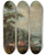Triptych art skateboard deck of Christian Georg Schtz The Elder A Rhine Landscape With A Ferry Near Bonn With The Rolandsbogen Drachenfels And The Island Of Nonnenwerth Beyond by Christian Georg Schtz the elder (1718-1791)