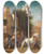 Triptych art skateboard deck of Georges Washington A Halt At The City Walls by Georges Washington (1827-1901)