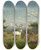 Triptych art skateboard deck of Carl Bgh A White Stag With Its Pack by Carl Bogh (1827-1892)