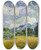 Triptych art skateboard deck of Vincent Van Gogh Wheat Field With Cypresses by Vincent van Gogh (1853-1890)
