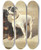 Triptych art skateboard deck of Carl Reichert Three Watchful Dogs by Carl Reichert (1836-1918)