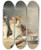 Triptych art skateboard deck of Moritz Mller Three Kittens by Moritz Melzer (1841-1899)