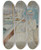 Triptych art skateboard deck of Paul Csar Helleu En Bateau by Paul Cesar Helleu (1859-1927)