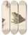 Triptych art skateboard deck of Albertus Steenbergen Blad Met Studie Van Een Bruine Landkikker Rechts Links Een Groene Waterkikker by Albertus Steenbergen (1814-1900)