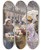 Triptych art skateboard deck of Louis Marie De Schryver La Marchande De Fleurs Rue De Rivoli by Louis Marie De Schryver (1862-1942)