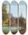 Triptych art skateboard deck of Jacob Alt Wanderer In The Salzkammergut The Grundlsee Lake Dam With The River Traun In The Background On The Left The Backenstein by Jakob Alt