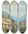 Triptych art skateboard deck of Charles Euphrasie Kuwasseg An Alpine Town In Spring by Charles Euphrasie Kuwasseg (1833-1904)