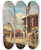Triptych art skateboard deck of Louisemile Pinel De Grandchamp Figures Outside The Eyp Sultan Mosque Istanbul by Louis-Emile Pinel De Grandchamp (1831-1894)