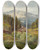 Triptych art skateboard deck of Konrad Petrides View Of An Alpine Pasture The Schneeberg In The Background by Konrad Petrides (1864-1943)