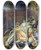 Triptych art skateboard deck of Cornelis De Heem Still Life With Vegetables And Fruit Before A Garden Balustrade by Cornelis de Heem (1631-1695)