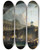 Triptych art skateboard deck of Pierreantoine Demachy Caprice Architectural Un Palais Inspir Du Louvre Et Le Pontneuf Sencadrant Dans Larche Dun Pont by Pierre-Antoine Demachy (1723-1807)