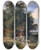 Triptych art skateboard deck of Adrian Ludwig Richter Herbstlicher Wald Mit Schferfamilie by Adrian Ludwig Richter (1803-1884)