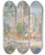 Triptych art skateboard deck of Konstantin Alexeevich Korovin Paris In Spring by Konstantin Alexeevich Korovin (1861-1939)