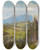 Triptych art skateboard deck of Konrad Petrides View Of The Rax Region by Konrad Petrides (1864-1943)