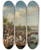 Triptych art skateboard deck of Josef Wilhelm Wallander Church Boats At Leksand by Josef Wilhelm Wallander (1821-1888)