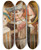 Triptych art skateboard deck of Tadeusz Makowski Four Children With A Trumpet by Tadeusz Makowski (1882-1932)