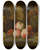 Triptych art skateboard deck of Jakob Bogdny Still Life With Peaches Grapes Plums And Melon by Jakob Bogdany (1660-1724)