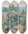 Triptych art skateboard deck of Lucien Pissarro Vue Du Lavandou Avec Mer Bleue by Lucien Pissarro (1863-1944)
