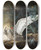 Triptych art skateboard deck of Jeanbaptiste Oudry Water Spaniel Surprising A Swan On Its Nest by Jean-Baptiste Oudry (1686-1755)