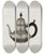 Triptych art skateboard deck of American 20Th Century Teapot_3 by American 20Th Century