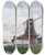 Triptych art skateboard deck of Eugne Boudin Dordrecht Moulin Sur Les Bords De La Meuse by Eugene Boudin (1824-1898)