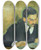 Triptych art skateboard deck of Harald Giersing The Painter Ernst Goldschmidt by Harald Giersing (1881-1927)