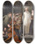 Triptych art skateboard deck of Jeanantoine Watteau The Italian Comedians_1 by Jean-Antoine Watteau (1684-1721)