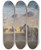 Triptych art skateboard deck of Theodor Philipsen Evening Landscape by Theodor Philipsen (1840-1920)