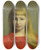 Triptych art skateboard deck of Jzef Pankiewicz Little Girl In Red Dress by Jozef Pankiewicz (1866-1940)