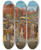 Triptych art skateboard deck of Jerome Myers Italians In Jefferson Park by Jerome Myers (1867-1940)