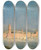 Triptych art skateboard deck of Antoine Vollon Marseilles Harbour With A Lighthouse by Antoine Vollon (1833-1900)