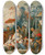 Triptych art skateboard deck of Franois Boucher The Chinese Garden by Francois Boucher (1703-1770)