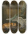 Triptych art skateboard deck of Jeanbaptiste Oudry Swan Attacked By A Dog by Jean-Baptiste Oudry (1686-1755)