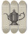 Triptych art skateboard deck of Eugene Barrell Pewter Coffee Pot_2 by Eugene Barrell