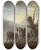 Triptych art skateboard deck of Philips Wouwerman Landscape With Packhorses by Philips Wouwerman (1619-1668)