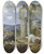 Triptych art skateboard deck of Johann Heinrich Roos Shepherds Family At The Ruins Of The Temple Of Vespasian by Johann Heinrich Roos (1631-1685)