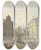 Triptych art skateboard deck of Johannes Huibert Prins Auf Einem Freien Platz Ein Brunnenhaus Dabei Eine Magd In Rotem Rock Und Mit Einem Eimer by Johannes Huibert Prins (1757-1806)