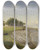 Triptych art skateboard deck of P C Skovgaard Hjerup Church On The Cliffs Of Stevns Zealand by P C Skovgaard (1817-1875)