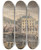 Triptych art skateboard deck of John Henderson Weymouth With Figures Shipping And View Of The Custon House by John Henderson (1764-1843)