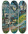 Triptych art skateboard deck of Adolphe Monticelli Au Bord De La Rivire Marseilles by Adolphe Monticelli (1824-1886)