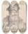 Triptych art skateboard deck of Rembrandt Van Rijn Old Man With A Divided Fur Cap by Rembrandt Van Rijn (1606-1669)