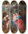 Triptych art skateboard deck of Peter Paul Rubens The Holy Family Under An Apple Tree by Peter Paul Rubens (1577-1640)