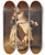 Triptych art skateboard deck of Albert Von Keller Seated Lady With A Book by Albert Von Keller (1844-1920)